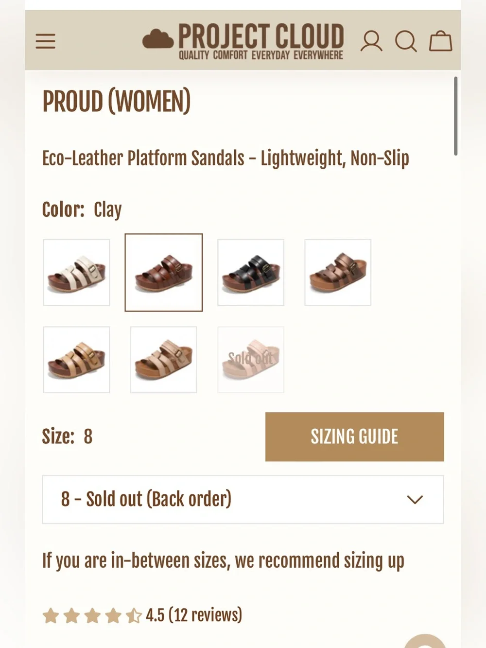 BRAND NEW IN BOX PROJECT CLOUD SIZE 8 brown Eco-Leather Platform Sandals